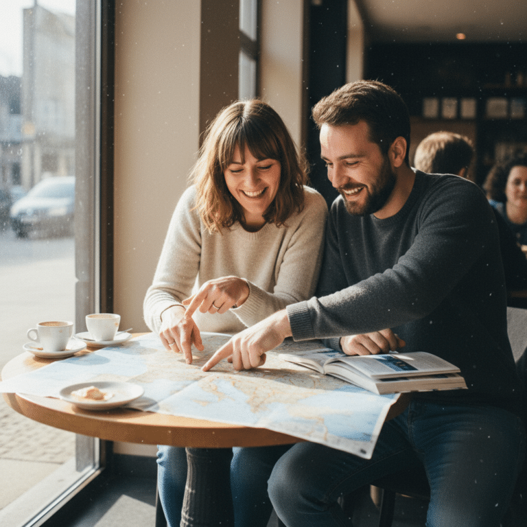 Couple préparant un séjour linguistique en famille d’accueil anglaise avec DAILY ENGLISH en France.